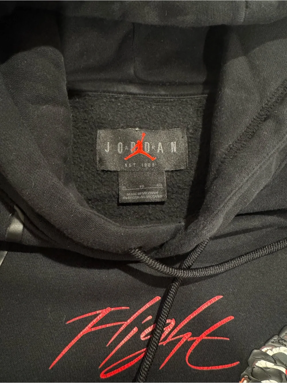 Jordan Black Hoodie with Red Script & Jumpman
